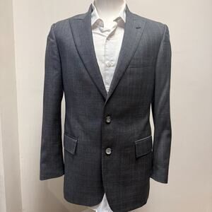 Brooks Brothers Regent Fit Blazer 38R 100% Wool Glen Plaid Windowpane Gray 1818